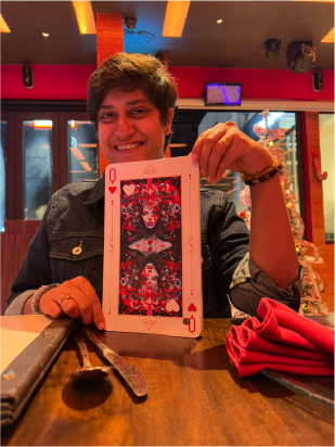Karunaa with Card